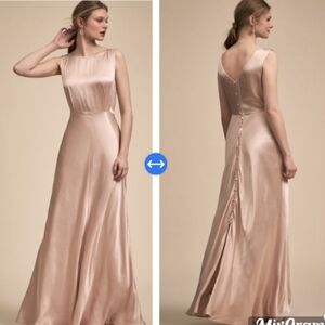 BHLDN x Ghost London Alexia Satin Dress Gown - Oyster Blush Bridal Bridesmaid